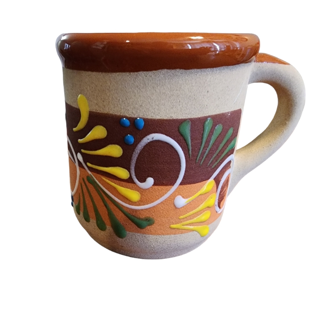 Mexican Fold Art Mug Pottery Glazed